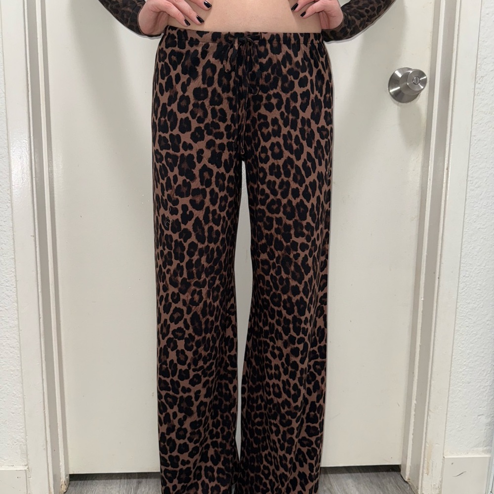 All Saints Leopard Print Wide-Leg Pants - Brown